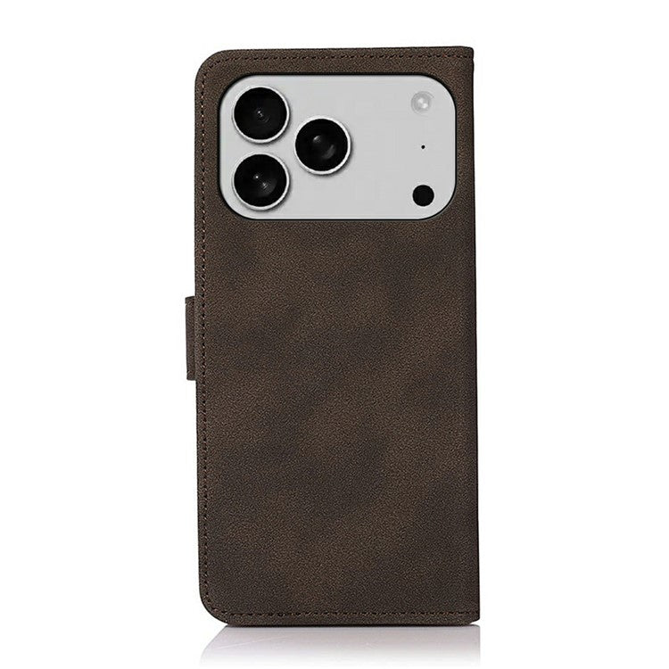 KHAZNEH For iPhone 17 Pro Case PU Leather Wallet Stand Phone Cover - Brown