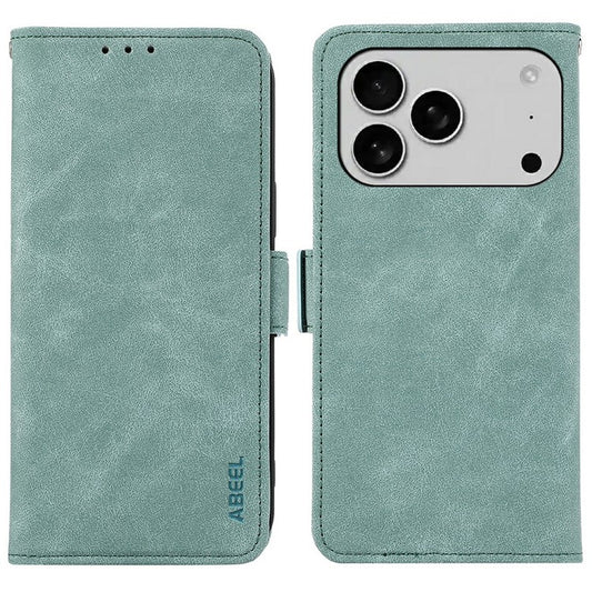 ABEEL For iPhone 17 Pro Case PU Leather Folio Stand View RFID Blocking Phone Cover - Baby Blue
