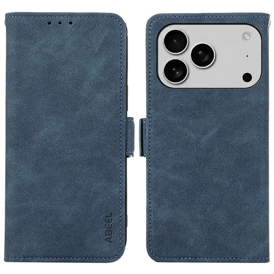 ABEEL For iPhone 17 Pro Case PU Leather Folio Stand View RFID Blocking Phone Cover - Blue