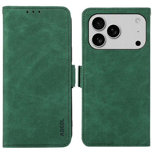 ABEEL For iPhone 17 Pro Case PU Leather Folio Stand View RFID Blocking Phone Cover - Green