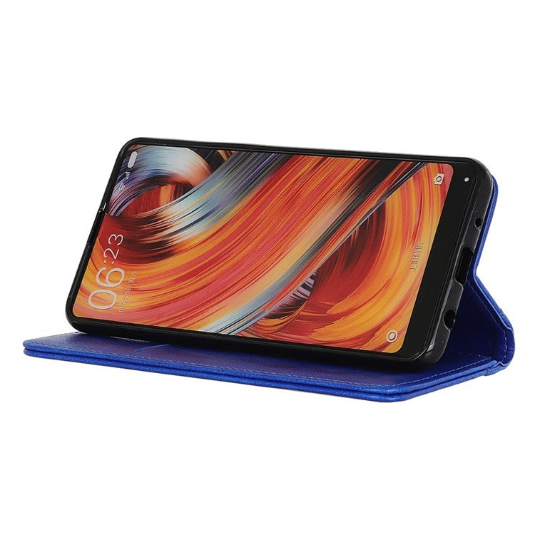 For iPhone 17 Stand Case Split Leather Litchi Texture Wallet Phone Cover - Blue