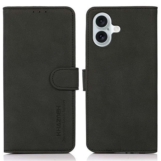 KHAZNEH For iPhone 17 Case PU Leather Wallet Stand Phone Cover - Black