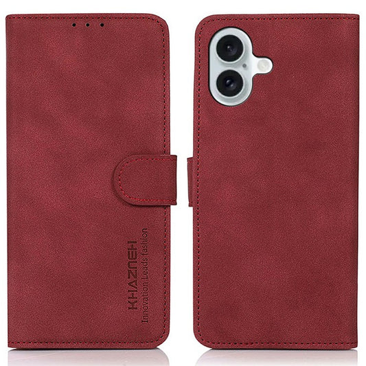 KHAZNEH For iPhone 17 Case PU Leather Wallet Stand Phone Cover - Red