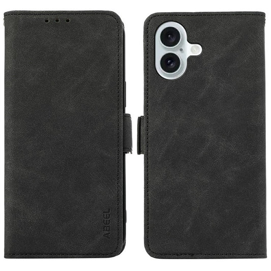 ABEEL For iPhone 17 Case PU Leather Folio Stand View RFID Blocking Phone Cover - Black