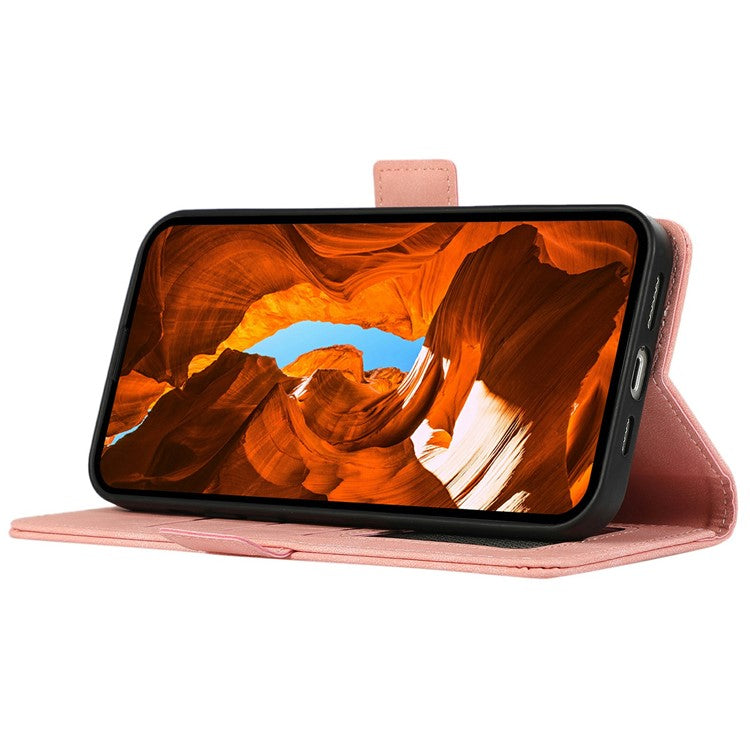 ABEEL For iPhone 17 Case PU Leather Folio Stand View RFID Blocking Phone Cover - Pink