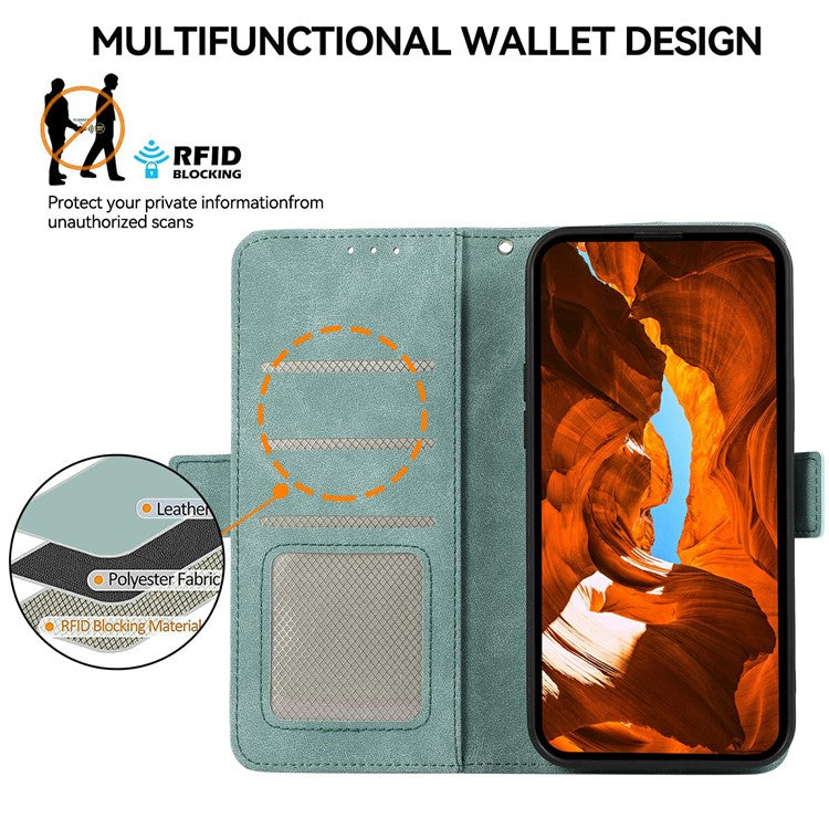 ABEEL For iPhone 17 Case PU Leather Folio Stand View RFID Blocking Phone Cover - Baby Blue
