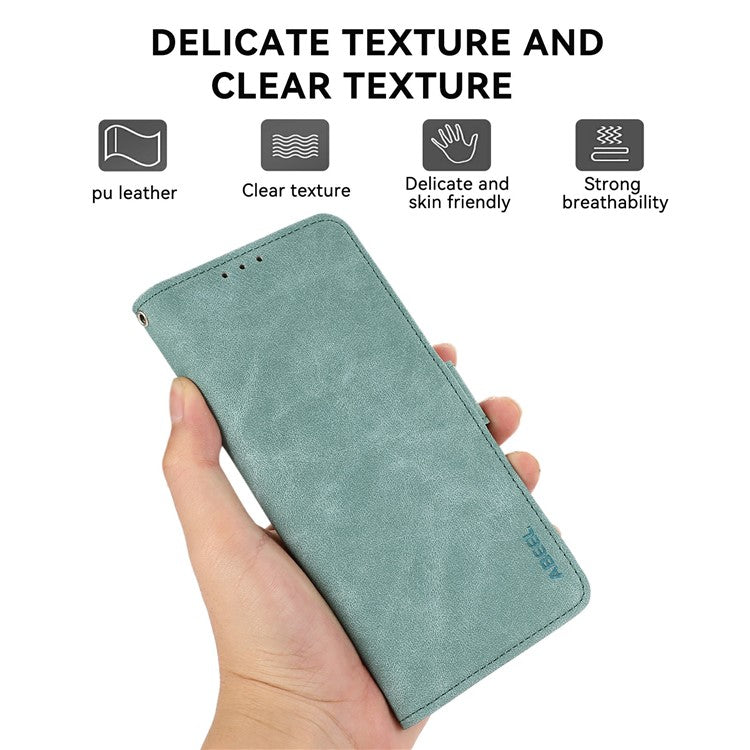 ABEEL For iPhone 17 Case PU Leather Folio Stand View RFID Blocking Phone Cover - Baby Blue