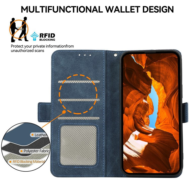 ABEEL For iPhone 17 Case PU Leather Folio Stand View RFID Blocking Phone Cover - Blue