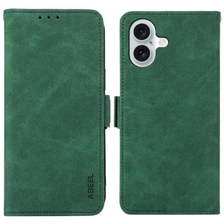 ABEEL For iPhone 17 Case PU Leather Folio Stand View RFID Blocking Phone Cover - Green