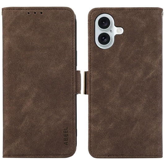 ABEEL For iPhone 17 Case PU Leather Folio Stand View RFID Blocking Phone Cover - Brown