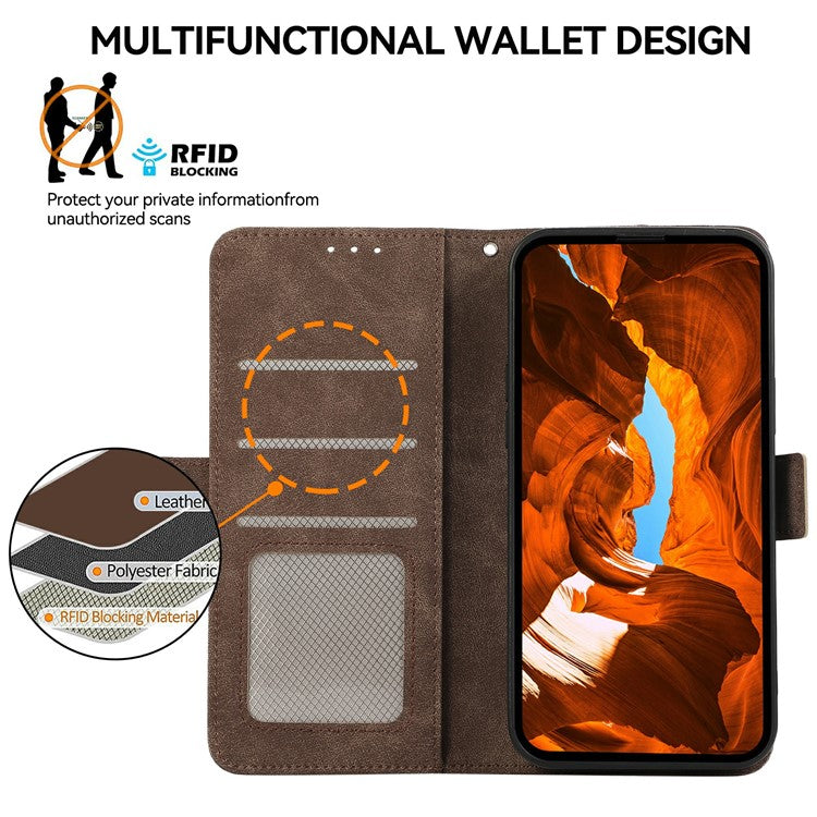 ABEEL For iPhone 17 Case PU Leather Folio Stand View RFID Blocking Phone Cover - Brown