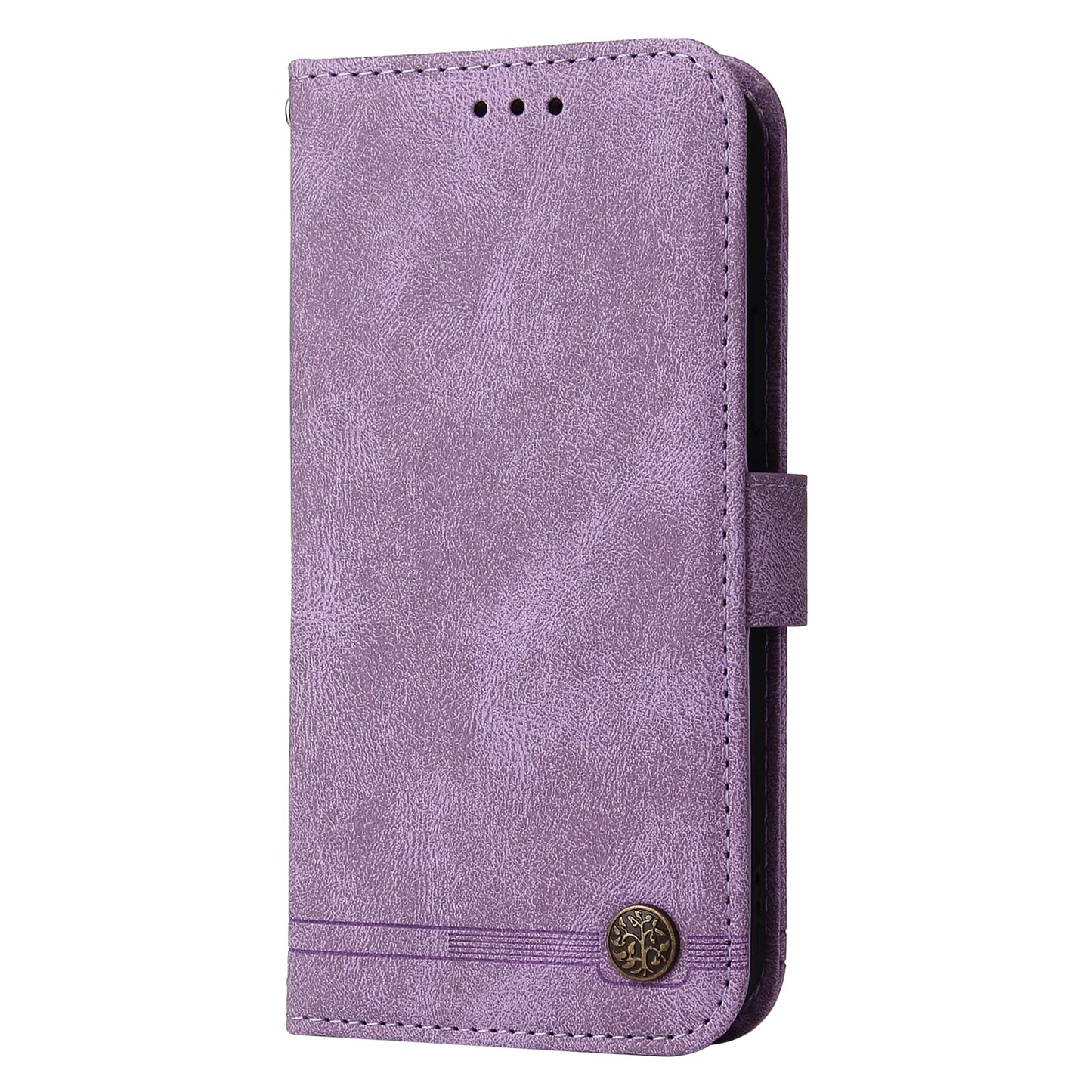 For iPhone 17 Leather Wallet Cases Skin Touch Phone Cover Stand with Strap - Purple