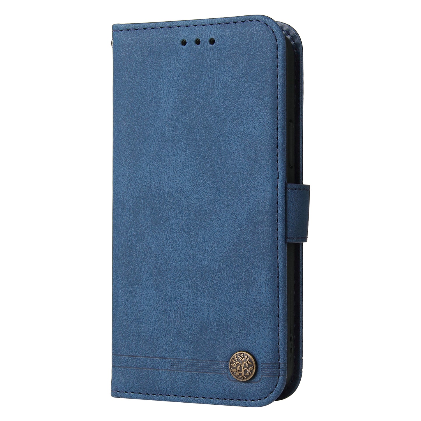For iPhone 17 Leather Wallet Cases Skin Touch Phone Cover Stand with Strap - Blue