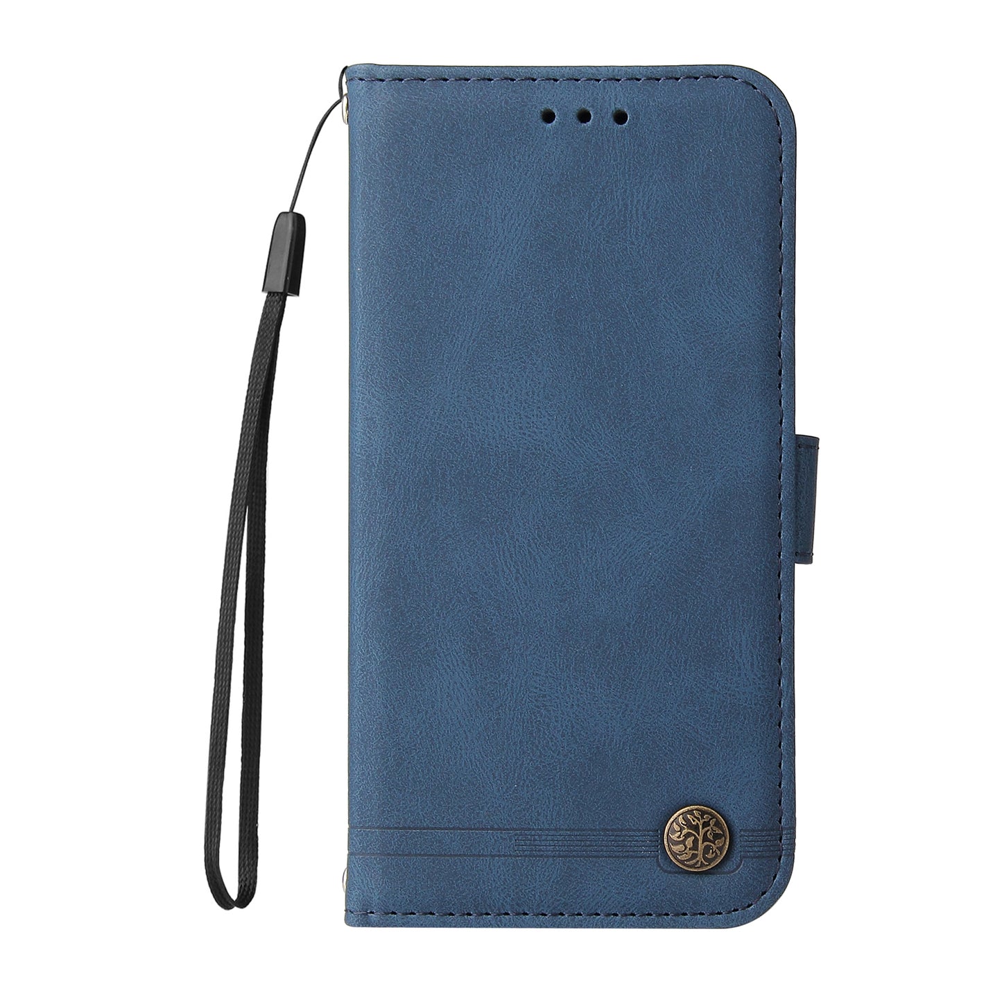 For iPhone 17 Leather Wallet Cases Skin Touch Phone Cover Stand with Strap - Blue