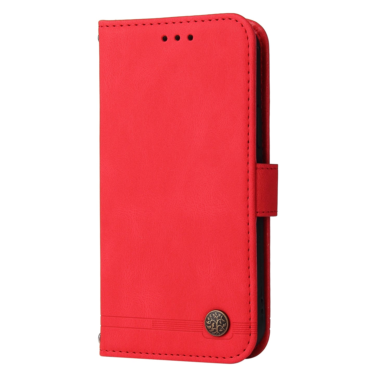 For iPhone 17 Leather Wallet Cases Skin Touch Phone Cover Stand with Strap - Red
