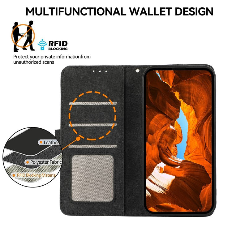 ABEEL For iPhone 17 Case Color Splicing Leather Flip Phone Cover RFID Blocking - Black