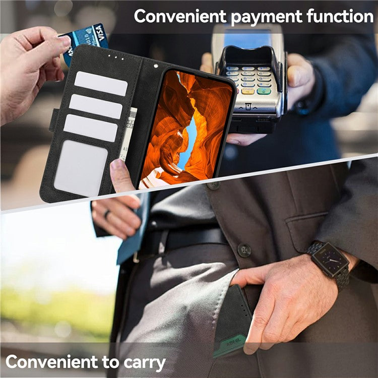 ABEEL For iPhone 17 Case Color Splicing Leather Flip Phone Cover RFID Blocking - Black