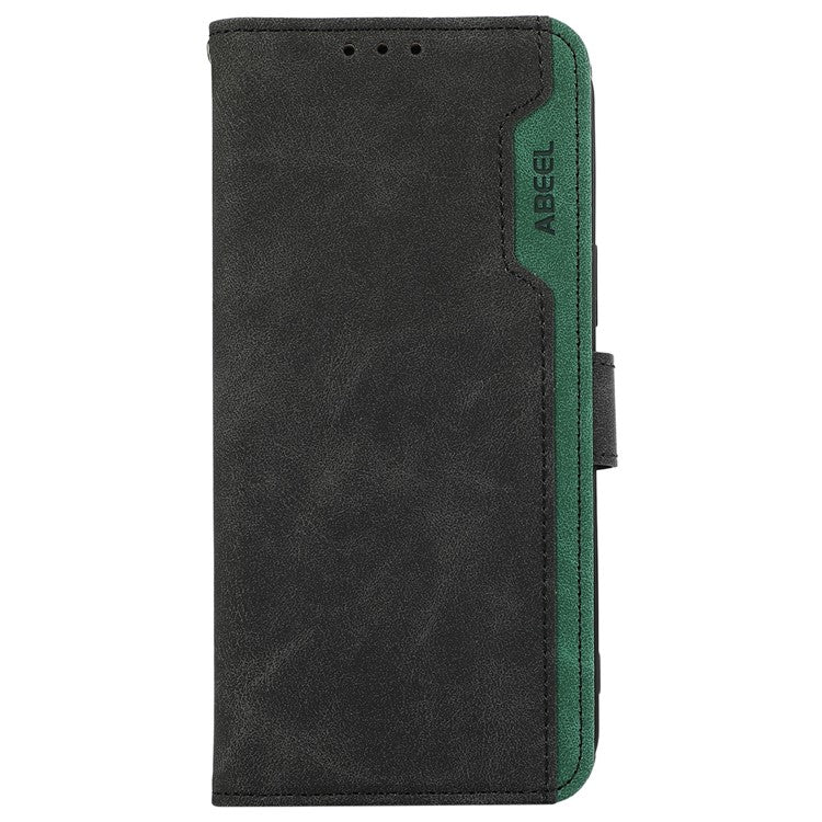 ABEEL For iPhone 17 Case Color Splicing Leather Flip Phone Cover RFID Blocking - Black