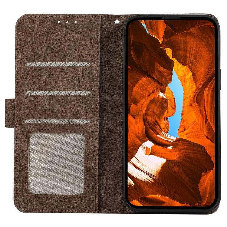ABEEL For iPhone 17 Case Color Splicing Leather Flip Phone Cover RFID Blocking - Brown