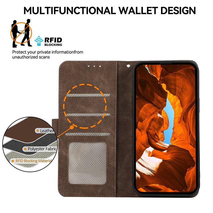 ABEEL For iPhone 17 Case Color Splicing Leather Flip Phone Cover RFID Blocking - Brown