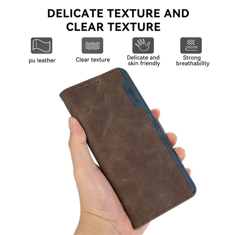 ABEEL For iPhone 17 Case Color Splicing Leather Flip Phone Cover RFID Blocking - Brown
