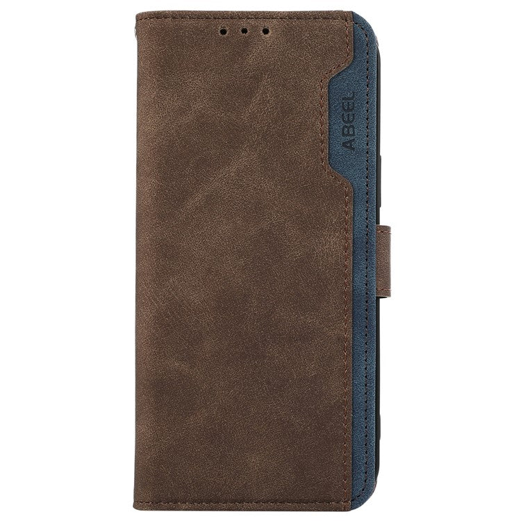 ABEEL For iPhone 17 Case Color Splicing Leather Flip Phone Cover RFID Blocking - Brown