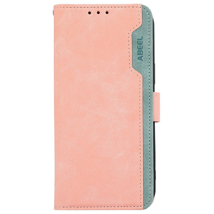 ABEEL For iPhone 17 Case Color Splicing Leather Flip Phone Cover RFID Blocking - Pink