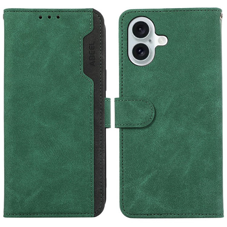 ABEEL For iPhone 17 Case Color Splicing Leather Flip Phone Cover RFID Blocking - Green