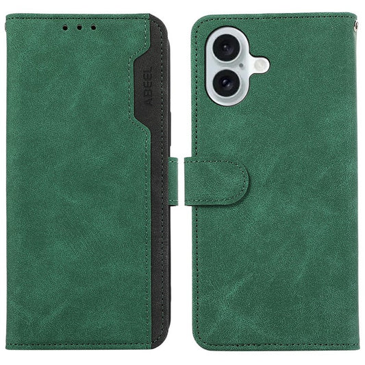 ABEEL For iPhone 17 Case Color Splicing Leather Flip Phone Cover RFID Blocking - Green