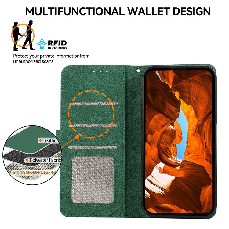 ABEEL For iPhone 17 Case Color Splicing Leather Flip Phone Cover RFID Blocking - Green