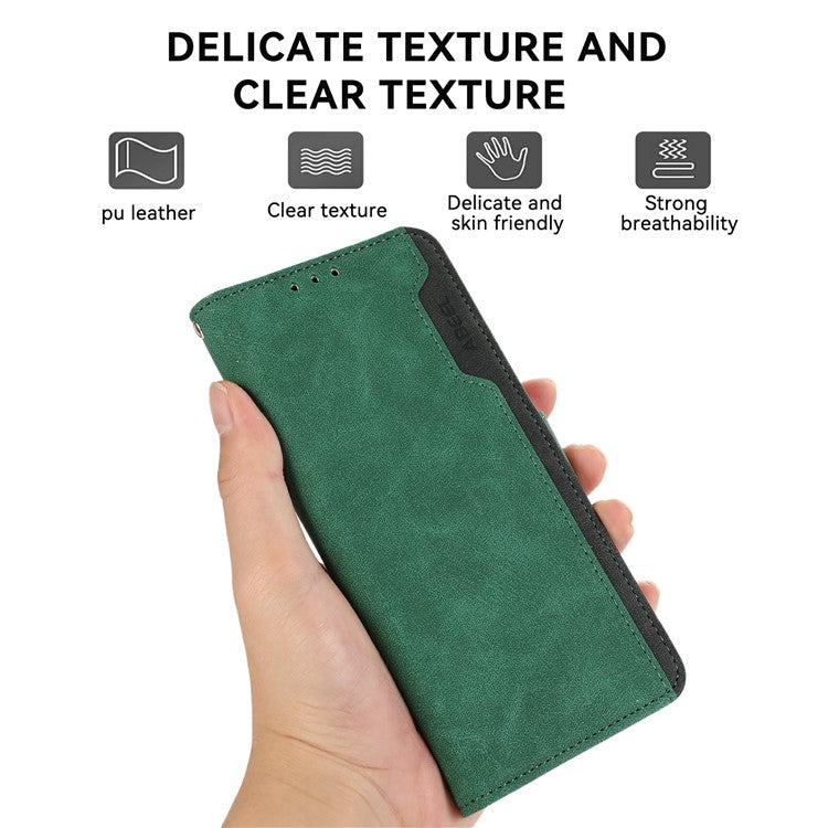 ABEEL For iPhone 17 Case Color Splicing Leather Flip Phone Cover RFID Blocking - Green