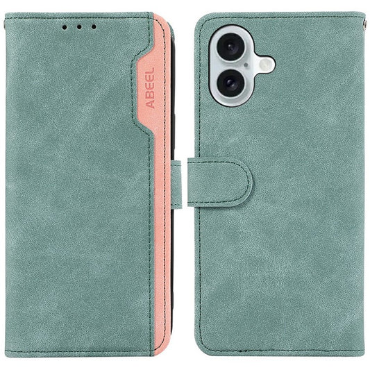 ABEEL For iPhone 17 Case Color Splicing Leather Flip Phone Cover RFID Blocking - Baby Blue