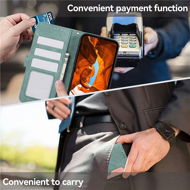 ABEEL For iPhone 17 Case Color Splicing Leather Flip Phone Cover RFID Blocking - Baby Blue
