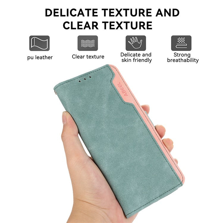 ABEEL For iPhone 17 Case Color Splicing Leather Flip Phone Cover RFID Blocking - Baby Blue