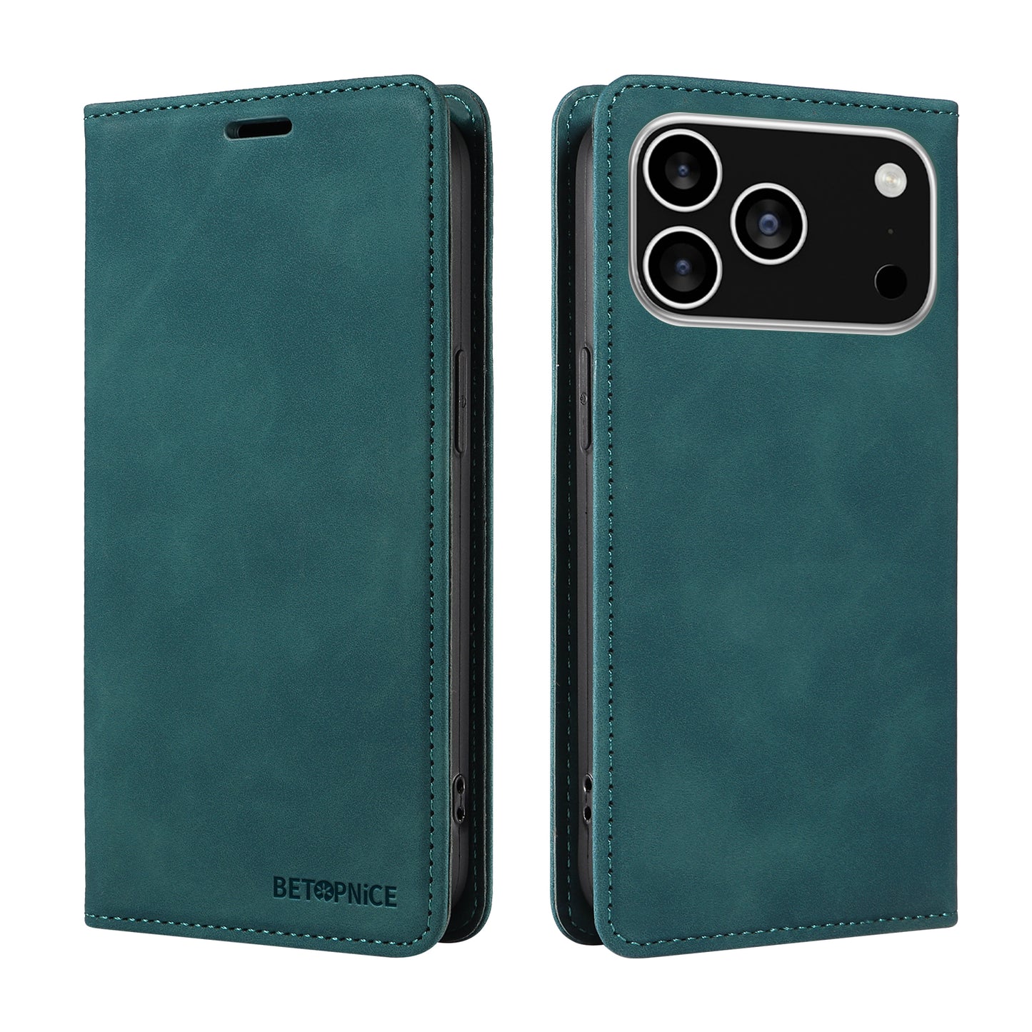 For iPhone 17 Pro Case BETOPNICE Magnetic Closure RFID Blocking Wallet Stand Leather Phone Cover - Green