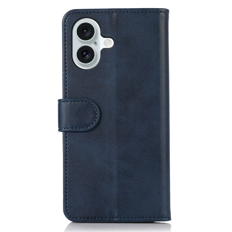 For iPhone 17 Case Cowhide Texture Leather Wallet Phone Cover with Stand - Blue