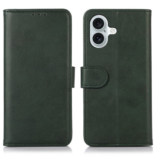 For iPhone 17 Case Cowhide Texture Leather Wallet Phone Cover with Stand - Green