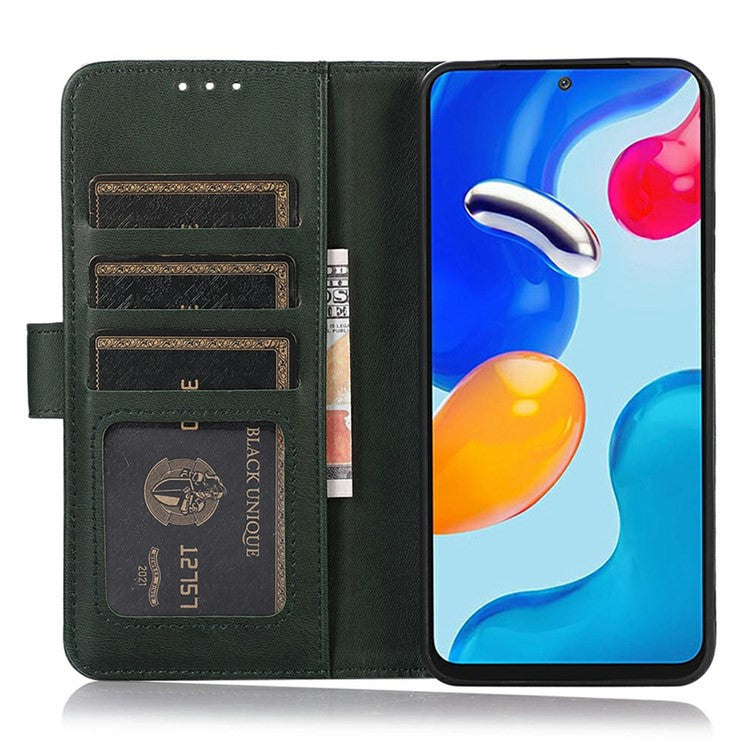 For iPhone 17 Case Cowhide Texture Leather Wallet Phone Cover with Stand - Green