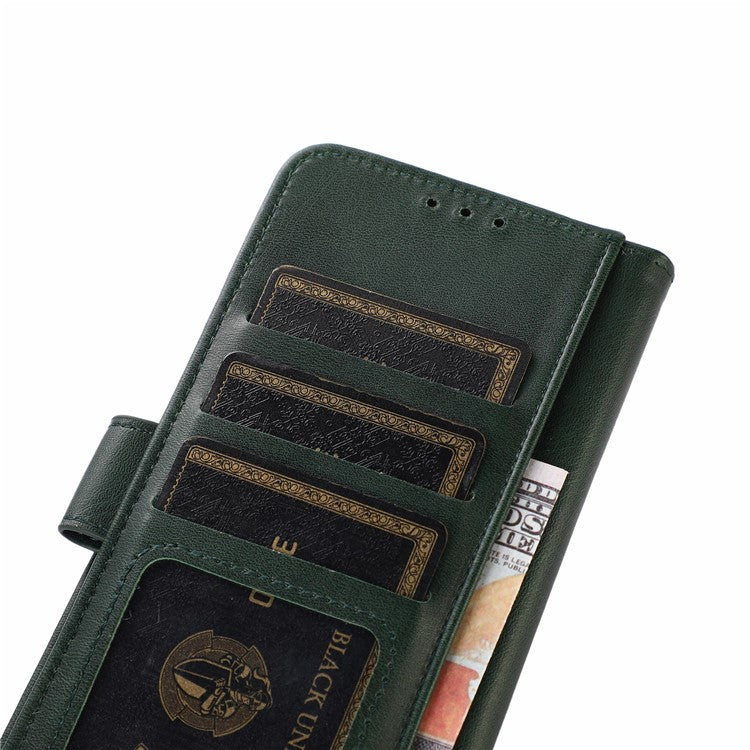 For iPhone 17 Case Cowhide Texture Leather Wallet Phone Cover with Stand - Green