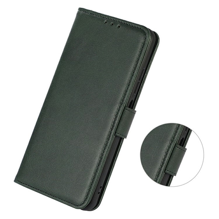 For iPhone 17 Case Cowhide Texture Leather Wallet Phone Cover with Stand - Green