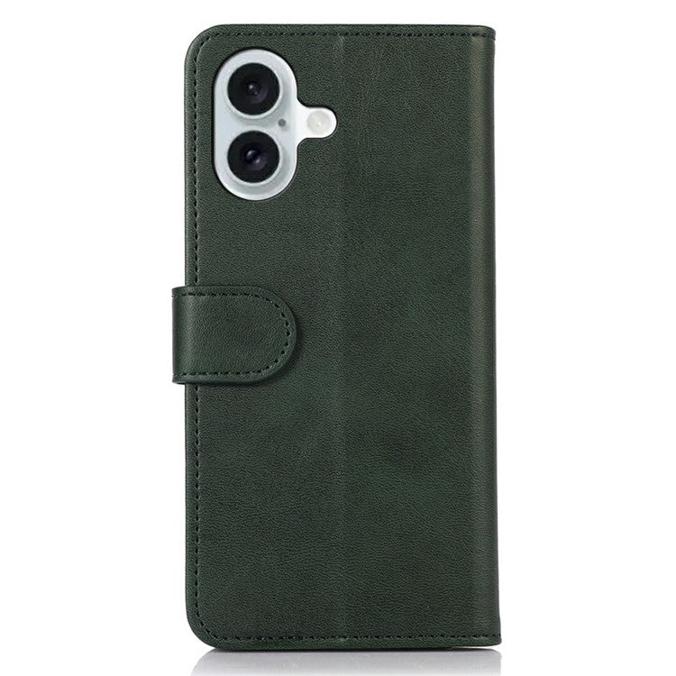 For iPhone 17 Case Cowhide Texture Leather Wallet Phone Cover with Stand - Green