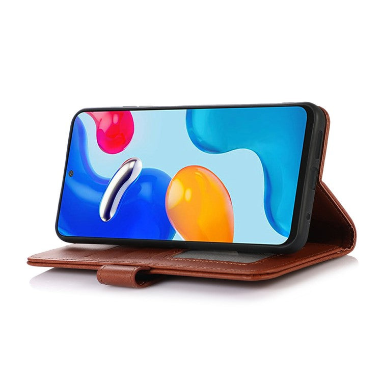 For iPhone 17 Case Cowhide Texture Leather Wallet Phone Cover with Stand - Brown