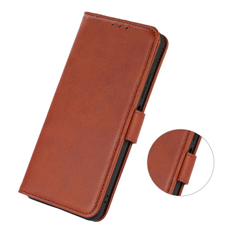For iPhone 17 Case Cowhide Texture Leather Wallet Phone Cover with Stand - Brown