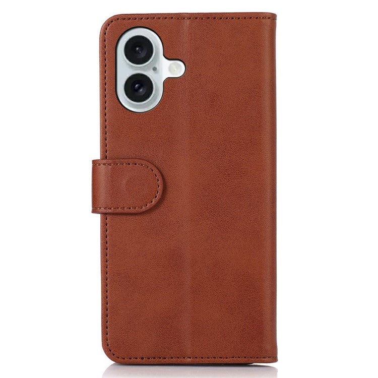 For iPhone 17 Case Cowhide Texture Leather Wallet Phone Cover with Stand - Brown