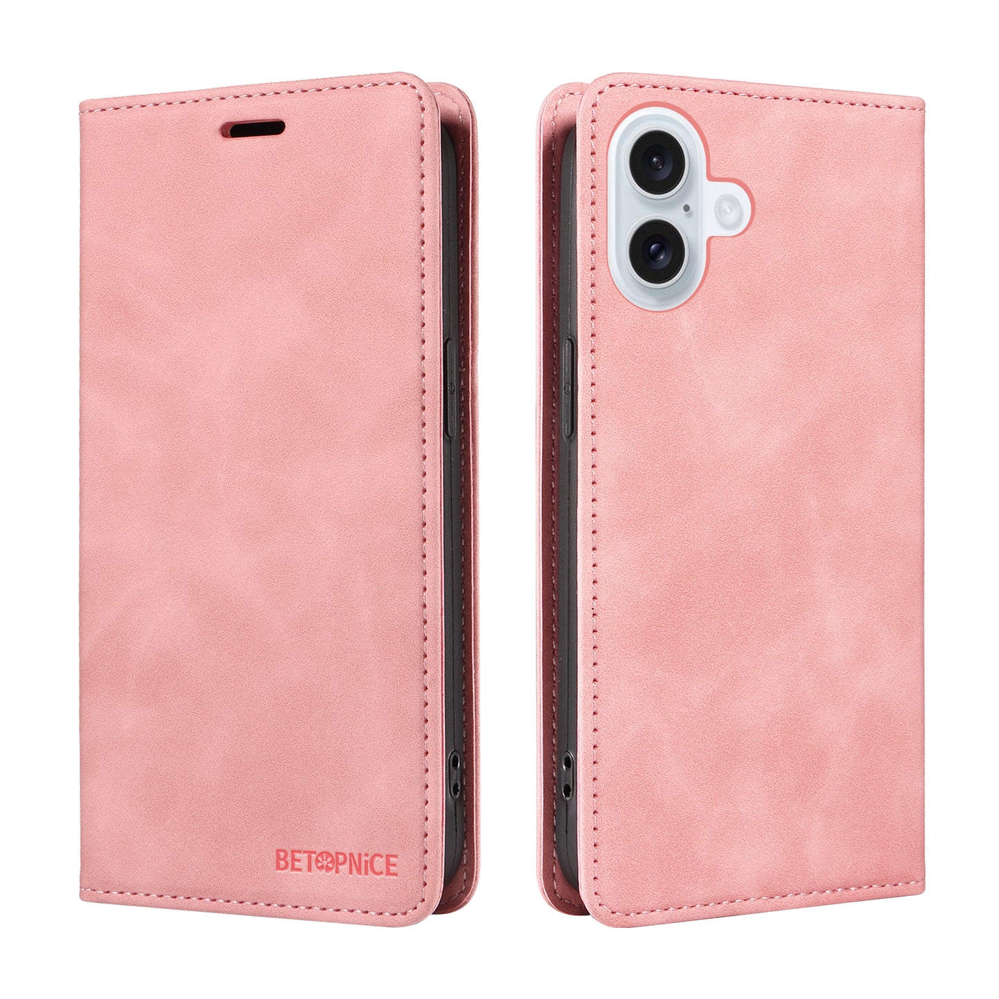 For iPhone 17 Case BETOPNICE Magnetic Closure RFID Blocking Wallet Stand Leather Phone Cover - Pink