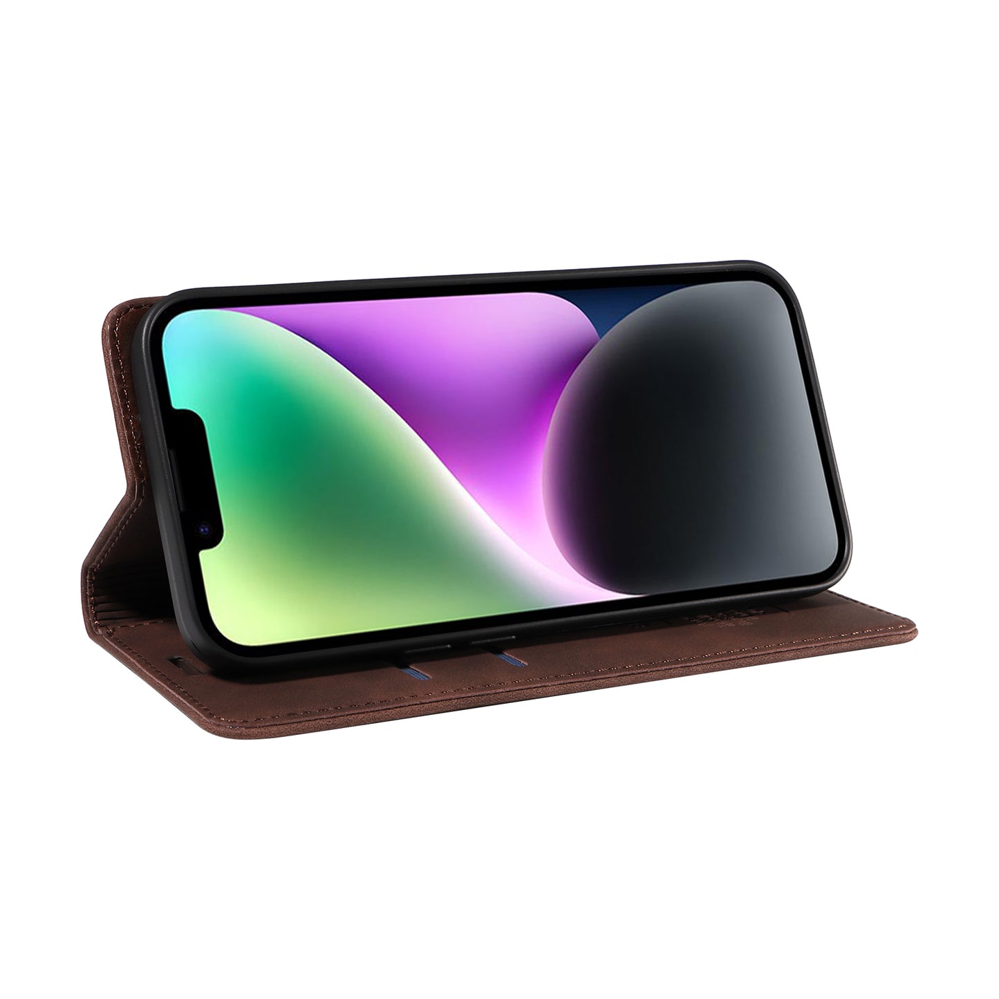 For iPhone 17 Case BETOPNICE Magnetic Closure RFID Blocking Wallet Stand Leather Phone Cover - Brown