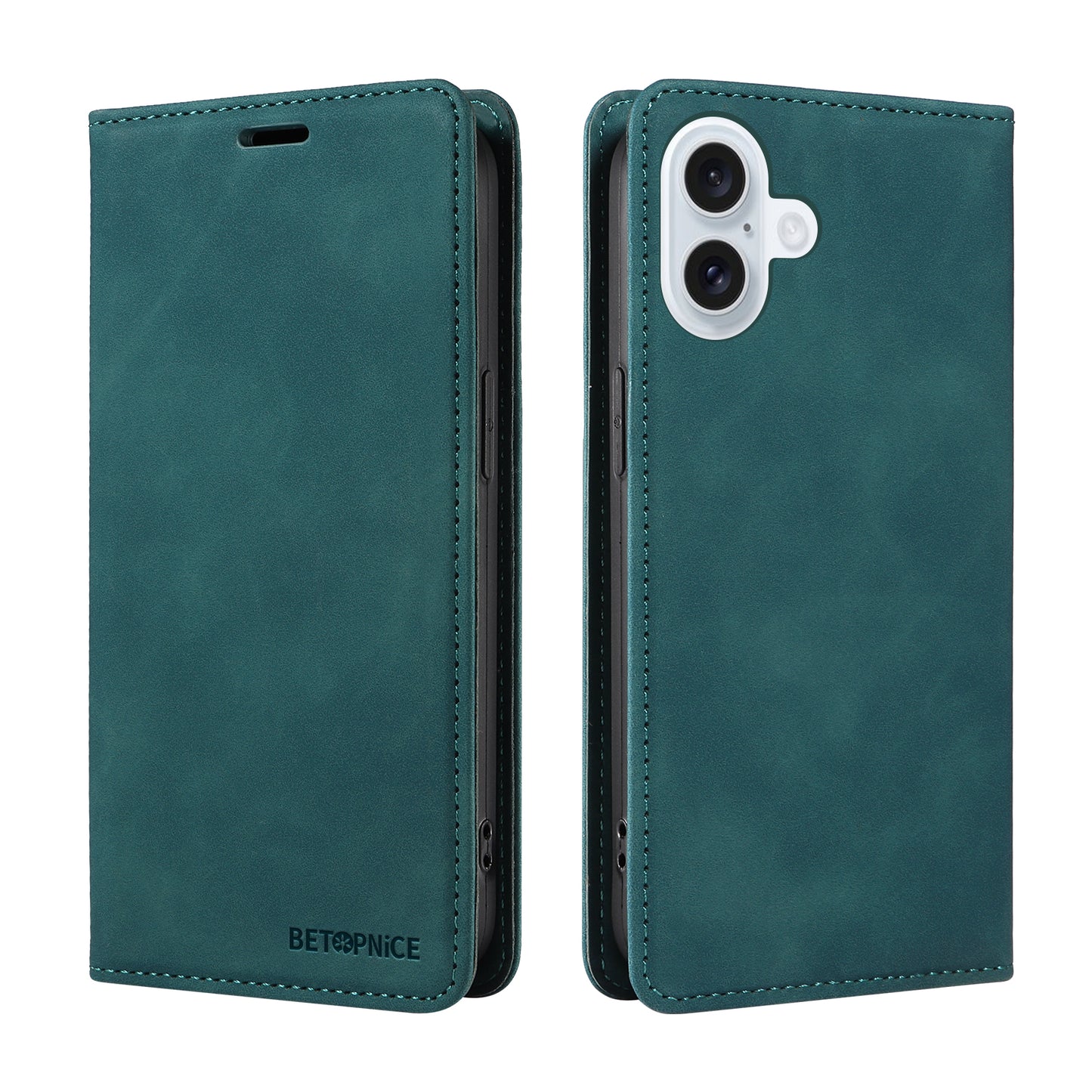 For iPhone 17 Case BETOPNICE Magnetic Closure RFID Blocking Wallet Stand Leather Phone Cover - Green