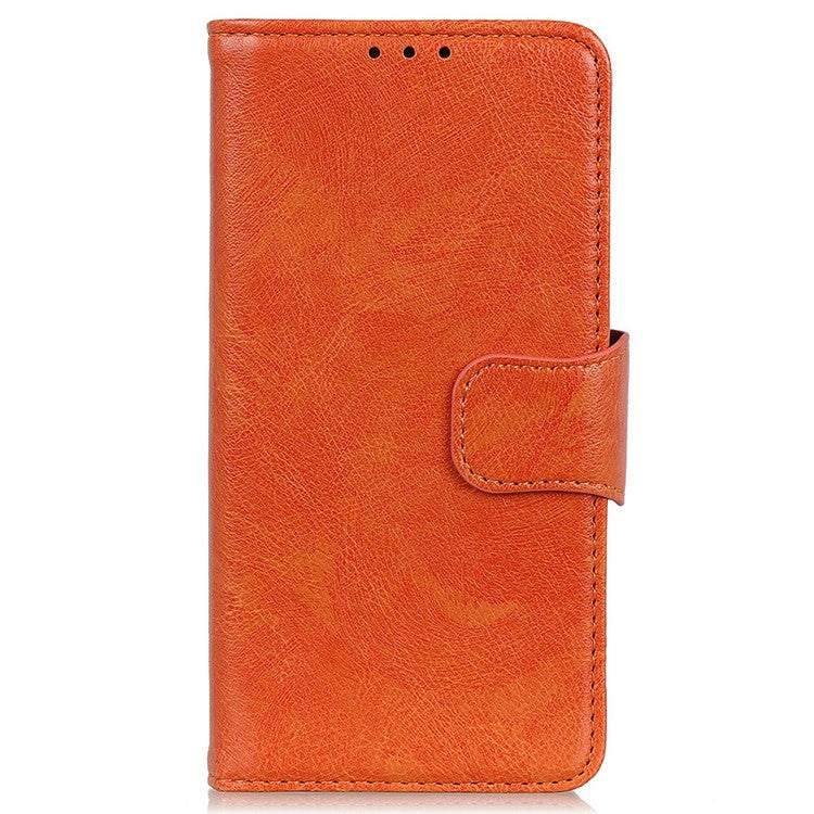 For iPhone 17 Case Nappa Texture Split Leather Wallet Phone Cover - Orange