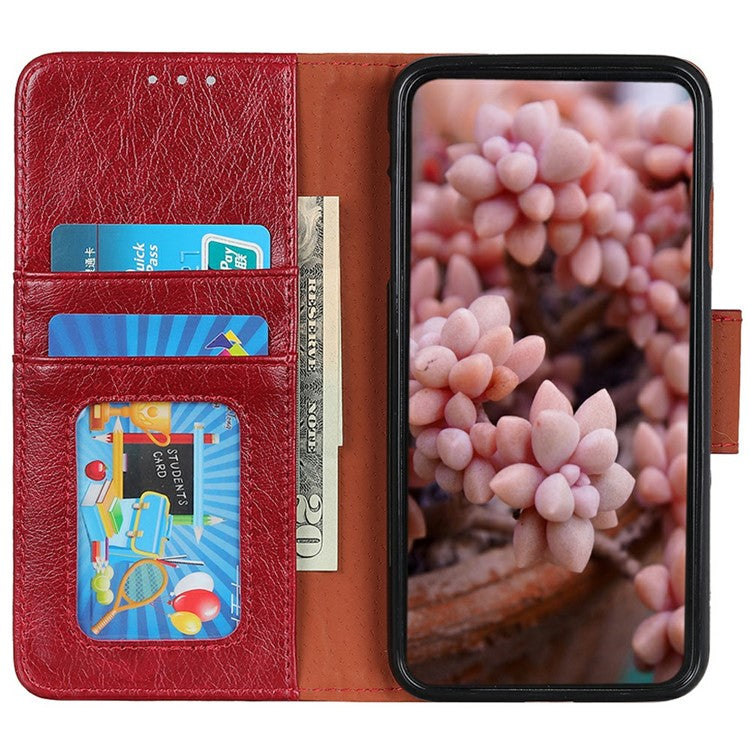 For iPhone 17 Case Nappa Texture Split Leather Wallet Phone Cover - Red