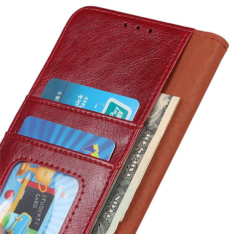 For iPhone 17 Case Nappa Texture Split Leather Wallet Phone Cover - Red